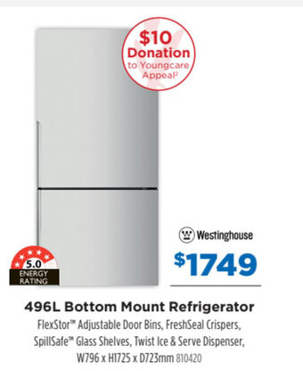 Betta WESTINGHOUSE 496L bottom mount refrigerator offer