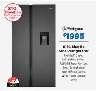 Betta WESTINGHOUSE 619L side by side refrigerator offer