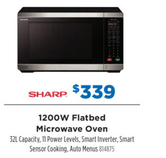SHARP 1200W flatbed microwave oven