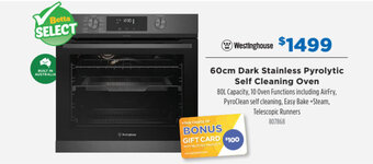 WESTINGHOUSE 60cm dark stainless pyrolytic self cleaning oven