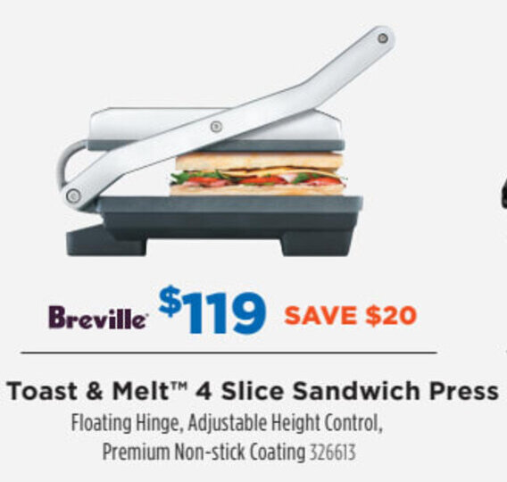 BREVILLE toast \u0026 melt 4 slice sandwich 