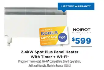Betta NOIROT 2.4kW spot plus panel heater with timer + wi-fi offer
