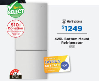 Betta WESTINGHOUSE 425L bottom mount refrigerator offer