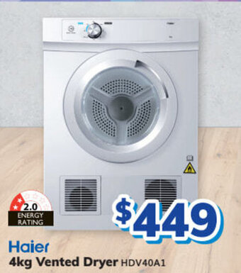 Bi-Rite HAIER 4kg vented dryer offer