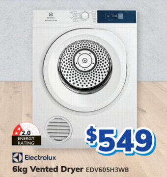 Bi-Rite ELECTROLUX 6kg vented dryer offer