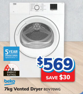 Bi-Rite BEKO 7kg vented dryer offer
