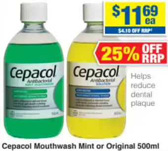 Cepacol Mouthwash Mint or Original 500ml