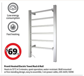 Coles Pronti Heated Electric Towel Rack 6 Rail offer