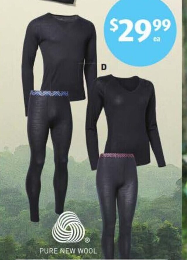 Adult's Merino Thermal underwear offer at ALDI