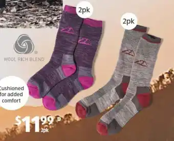 ALDI Adult's Merino Hiking Socks 2pk offer