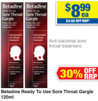 My Chemist Betadine Ready To Use Sore Throat Gargle 120ml offer