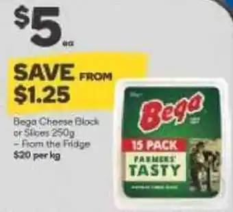 Woolworths BEGA cheese black or slices 250g - from the fridge offer