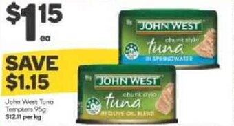 Woolworths JOHN WEST tuna tempters 95g offer