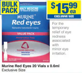 My Chemist Murine Red Eyes 20 Vials x 0.6ml offer