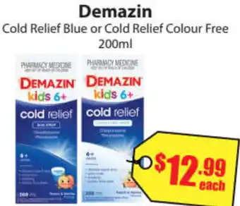 Chemist Discount Centre Demazin Cold Relief Blue or Cold Relief Colour Free 200ml offer