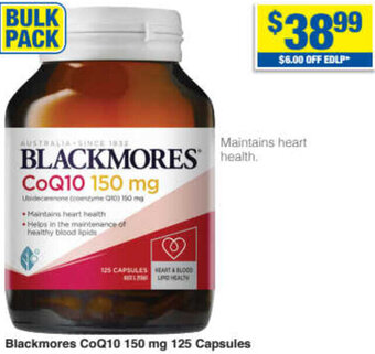 My Chemist Blackmores CoQ10 150mg 125 Capsules offer