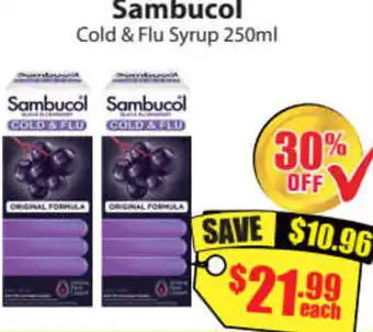 Chemist Discount Centre Sambucol Cold & Flu Syrup 250ml offer