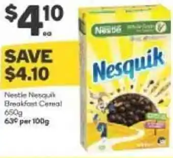 Woolworths NESTLE nesquik breakfast cereal 650g offer
