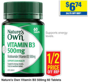 My Chemist Nature's Own Vitamin B3 500mg 60 Tablets offer
