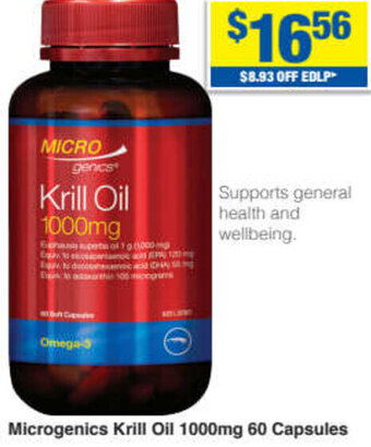 My Chemist Microgenics Krill Oil 1000mg 60 Capsules offer