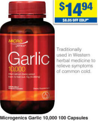 My Chemist Microgenics Garlic 10,000 100 Capsules offer