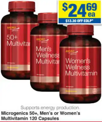 My Chemist Microgenics 50+ Men's or Women's Multivitamin 120 Capsules offer