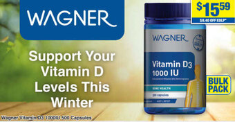 My Chemist Wagner Vitamin D3 1000IU 500 Capsules offer