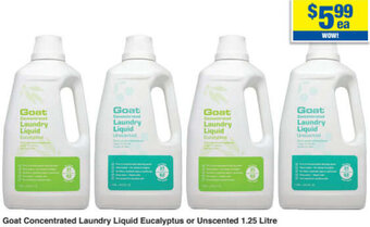 Goat Concentrated Laundry Liquid Eucalyptus or Unscented 1.25 Litre
