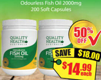 Chemist Discount Centre Odourless Fish Oil 2000mg 200 Soft Capsules offer