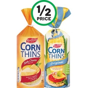 Woolworths Real Foods Corn Thins 125-150g offer