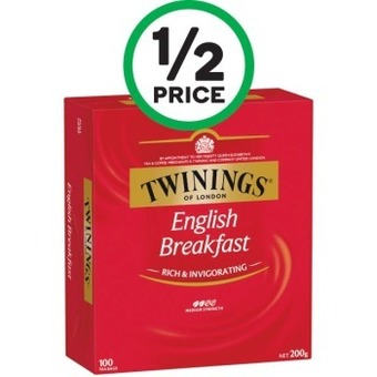 Woolworths Twinings Tea Bags Pk 80-100 – Excludes Camomile, Peppermint, Vanilla Chai and Lemon & Ginger offer