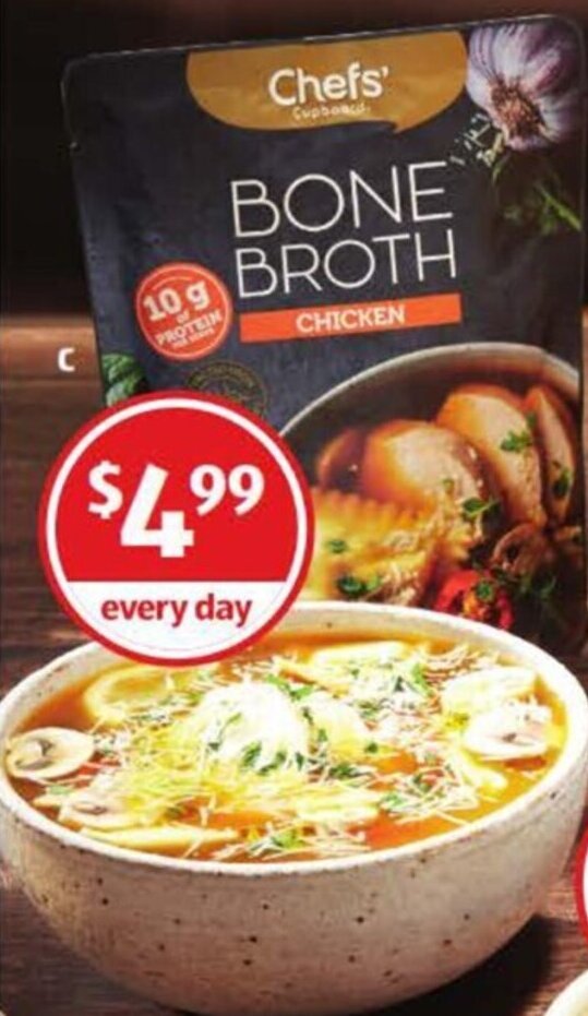 Chef's Cupboard Bone Broth 500ml offer at ALDI