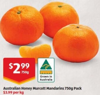 ALDI Australian Honey Murcott Mandarins 750g Pack offer