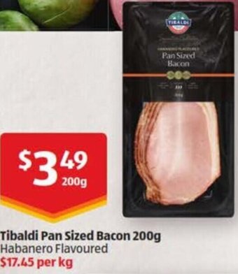 ALDI Tibaldi Pan Sized Bacon 200g offer