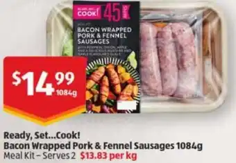 ALDI Bacon Wrapped Pork & Fennel Sausages 1084g offer