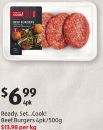 ALDI Beef Burgers 4pk/500g offer