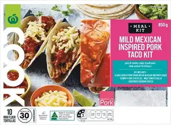 Woolworths Woolworths COOK Mild Mexican Inspired Pork Taco Kit 850g – From the Meat Dept offer