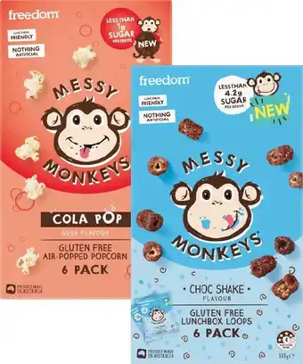 Woolworths Messy Monkeys Popcorn or Lunchbox Loops 78-108g – From the Health Food Aisle offer