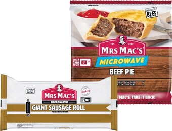 Woolworths Mrs Mac’s Microwave Pie, Sausage Roll or Pastie 165-175g offer