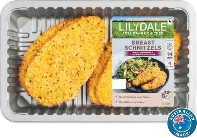 Lilydale Free Range Chicken Breast Schnitzel With Cauliflower Herb Crumb 400g Offer At Coles