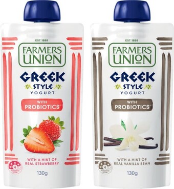 Coles Farmers Union Yogurt Pouch 130g offer