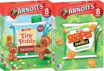 Coles Arnott’s Multipack Tiny Teddy Biscuits or Shapes Crackers 8 Pack 184g-200g offer