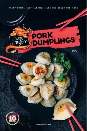Coles Crazy Dragon Pork & Spring Onion Dumplings 750g offer