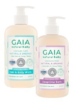Coles Gaia Natural Baby Hair & Body Wash or Sleeptime Bath 500mL offer