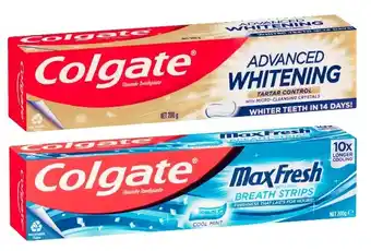 Coles Colgate Advanced Whitening & Max Fresh Toothpaste 180g-200g offer