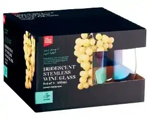 Coles Cook & Dine Iridescent Stemless Wine Glasses 4 Pack