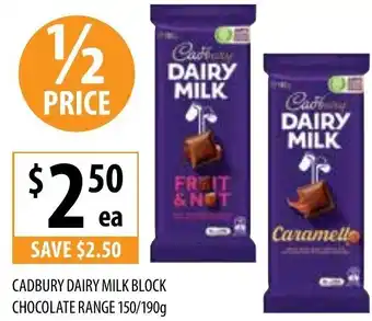 Supabarn Cadbury Dairt Milk Block Chocolate Range 150/190g offer