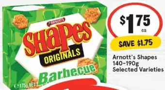 IGA Arnott' s Shapes 140-190g Selected Varieties offer