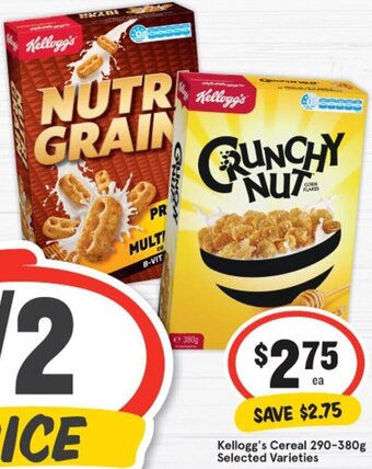 IGA Kellog's Cereal 290-380g Selected Varieties offer