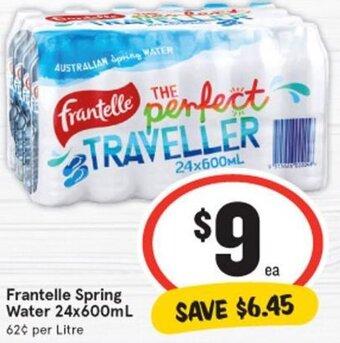 IGA Frantelle Spring Water 24x600ml offer